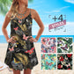 Butterfly Tropical V-Neck Sleeveless Cami Dress For Coastal Travel And Relaxed Summer Wear