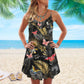 Butterfly Tropical V-Neck Sleeveless Cami Dress For Coastal Travel And Relaxed Summer Wear