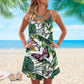Butterfly Tropical V-Neck Sleeveless Cami Dress For Coastal Travel And Relaxed Summer Wear