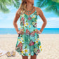 Butterfly Tropical V-Neck Sleeveless Cami Dress For Coastal Travel And Relaxed Summer Wear