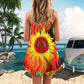 Hippie Sunflower V-Neck Sleeveless Cami Dress For Boho Festivals And Relaxed Summer Style