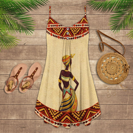 Black Women Portrait Limited – Women's Summer Sleeveless V-Neck Camisole Dress