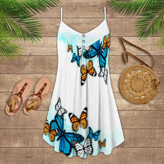 Butterfly Minimal Art Limited – Women's Summer Sleeveless V-Neck Camisole Dress