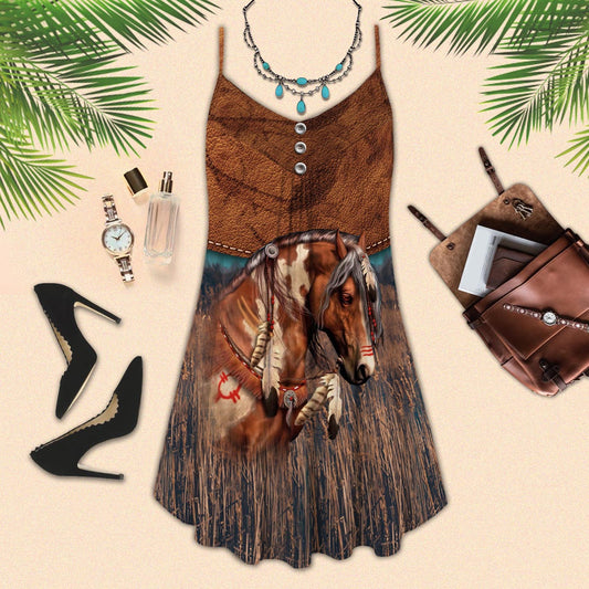 Horse Leather Look Limited – Women's Summer Sleeveless V-Neck Camisole Dress