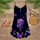 Skull Butterfly V-Neck Sleeveless Cami Dress For Travel And Expressive Warm Weather Fashion