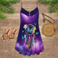 Butterfly Dreamcatcher V-Neck Sleeveless Cami Dress For Summer Events And Colorful Daily Fashion