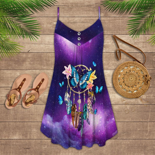 Butterfly Dreamcatcher Art Limited – Women's Summer Sleeveless V-Neck Camisole Dress