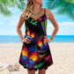 Butterfly Colorful Your Life V-Neck Sleeveless Cami Dress For Floral Vacations And Casual Everyday Style