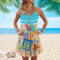 Beach Flip Flop Starfish V-Neck Sleeveless Cami Dress For Tropical Parties And Casual Everyday Style