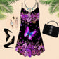 Artistic Butterfly V-Neck Sleeveless Cami Dress For Travel And Comfortable Botanical Styling