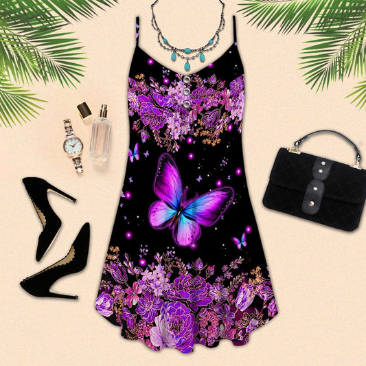Butterfly Abstract Art Limited – Women's Summer Sleeveless V-Neck Camisole Dress