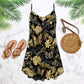 Butterfly Tropical V-Neck Sleeveless Cami Dress For Beach Trips And Resort Vacations