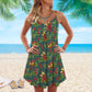 Butterfly Tropical V-Neck Sleeveless Cami Dress For Tropical Parties And Casual Everyday Style