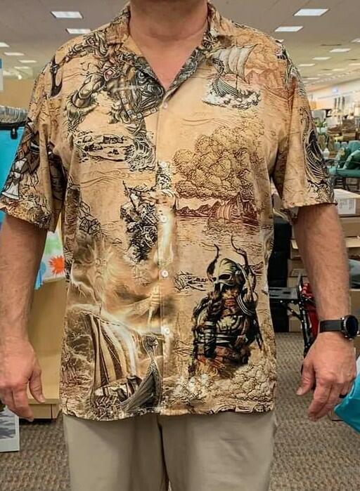 Norse Warrior Map War Hawaiian Shirt Artwork View For Weekend Travel And Beach Style