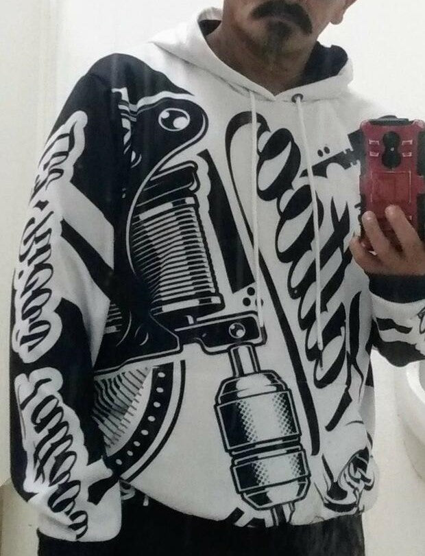 Black White Classic Tattoo Personalized Hoodie For Everyday Streetwear Seasonal Travel And Gift Giving