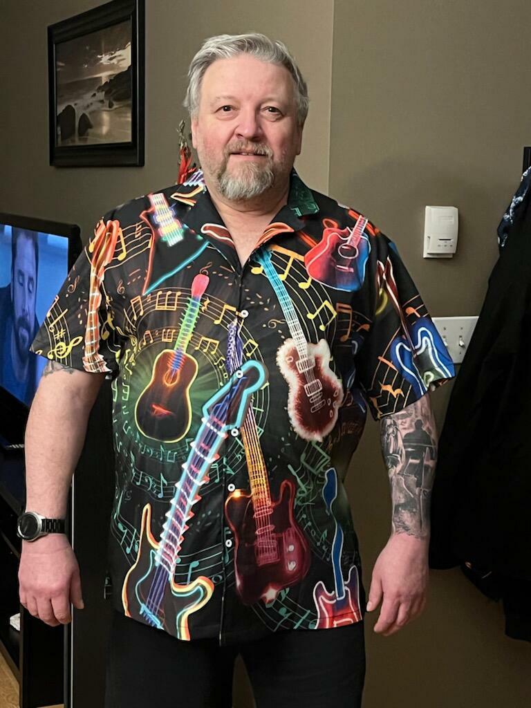 Guitar Music Hawaiian Shirt Design View For Resort Travel And Thoughtful Gifting