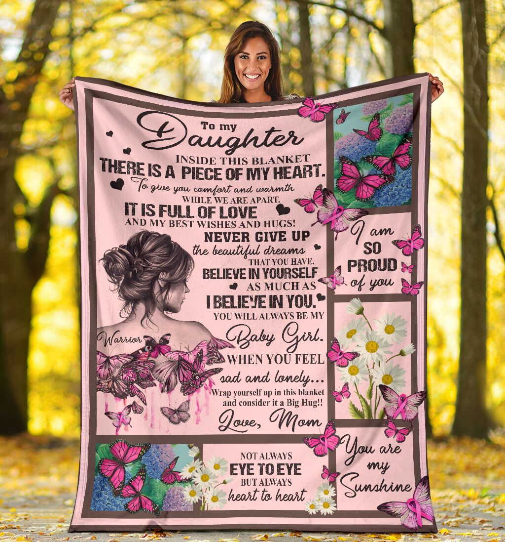 Breast Cancer To My Daughter Breast Cancer Awareness Pink Flannel Blanket For Cozy Bedroom Sofa Decor