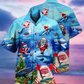 Blue Shark Santa Sea Hawaiian Shirt Artwork View For Weekend Travel And Beach Style
