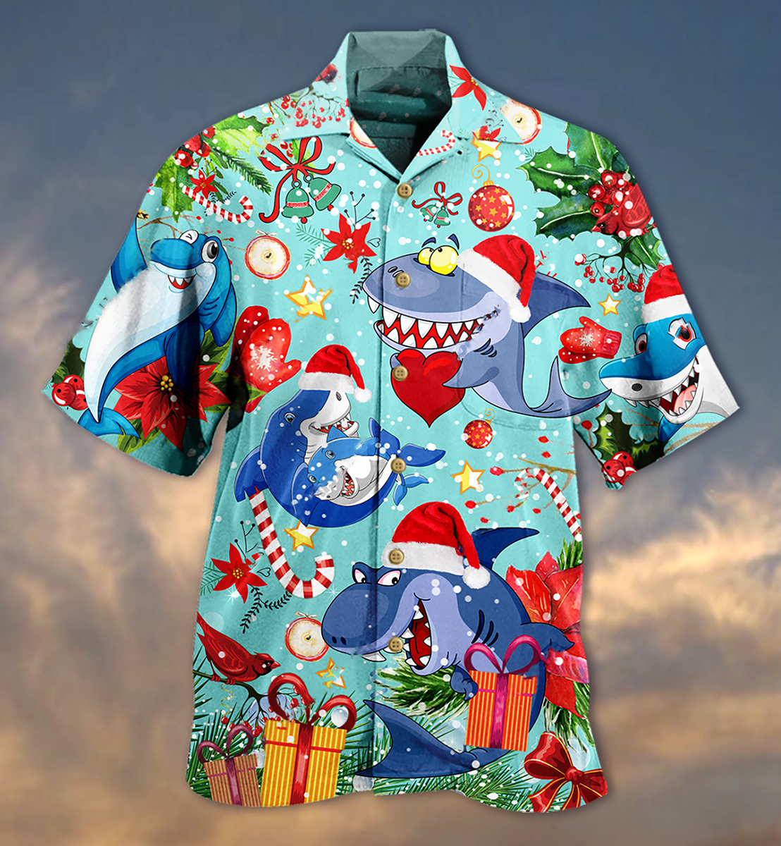 Shark Christmas Hawaiian Shirt For Coastal Adventures And Warm Weather Wear