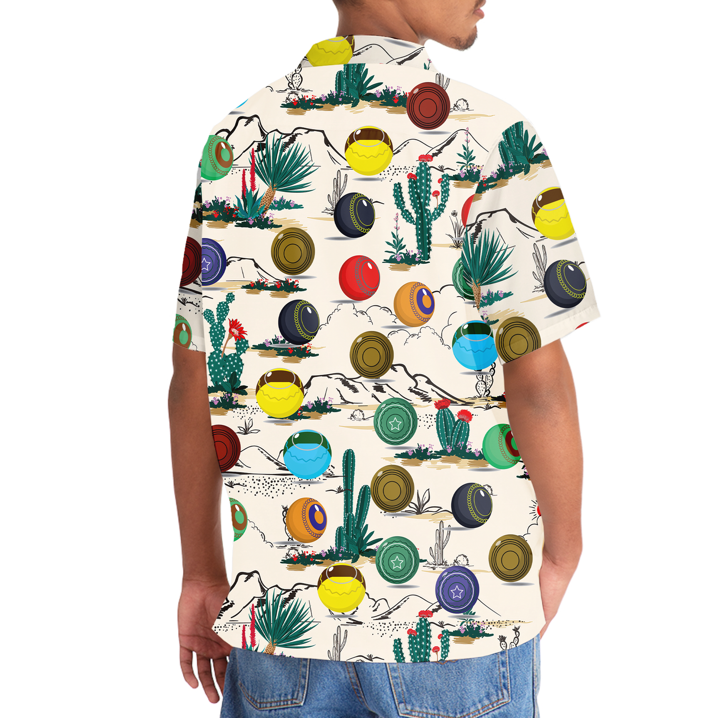 Desert Lawn Bowl Adventure Hawaiian Shirt Artwork Detail For Tropical Trips And Casual Outings