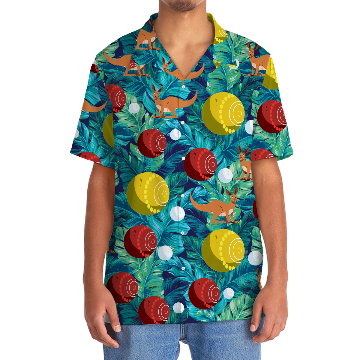 Tropical Lawn Bowling Fun Hawaiian Shirt Design Detail For Beach Days And Holiday Travel