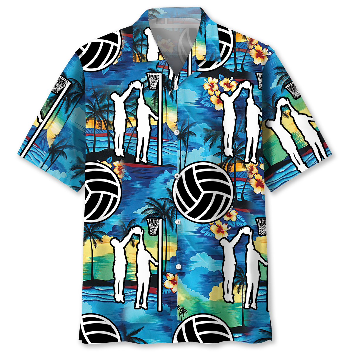 Tropical Netball Beach Hawaiian Shirt Artwork View For Weekend Travel And Beach Style