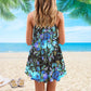 Vintage Turtle Is Beach Soul V-Neck Sleeveless Cami Dress For Beach Trips And Resort Vacations