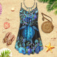 Turtle Love Flower V-Neck Sleeveless Cami Dress For Beach Trips And Resort Vacations