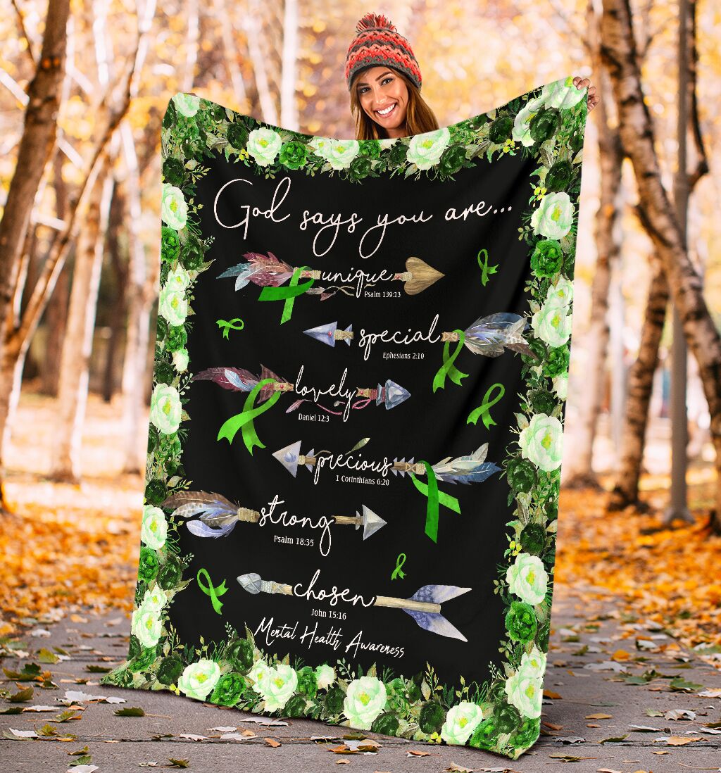 God Says You Are Mental Health Awareness Flannel Blanket For Cozy Bedroom Sofa Decor