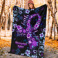 Flower Faith Hope Love Fibromyalgia Awareness Flannel Blanket For Cozy Bedroom Sofa Decor