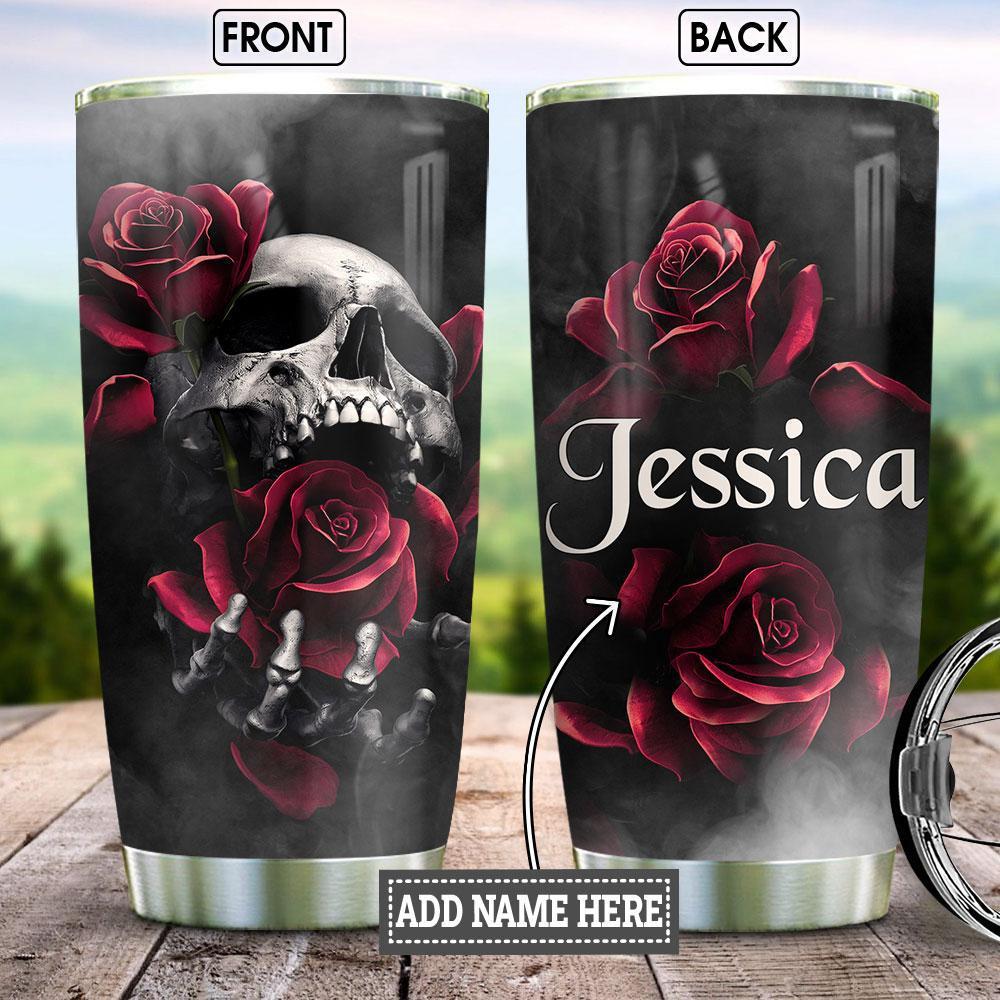 Skull Rose Personalized 20 Oz Tumbler For Coffee Travel And Daily Drinks