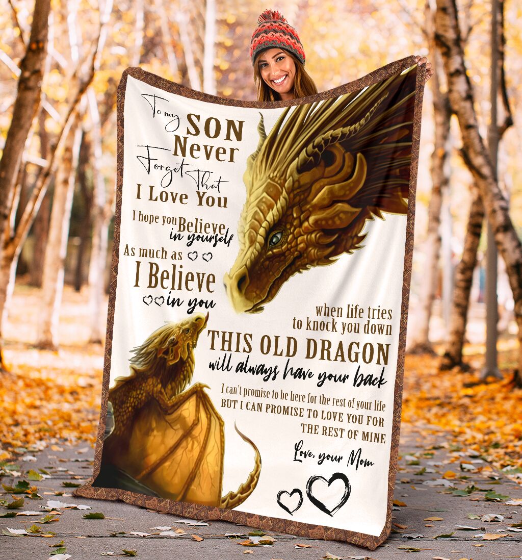 Dragon To My Son Lover Flannel Blanket For Cozy Bedroom Sofa Decor