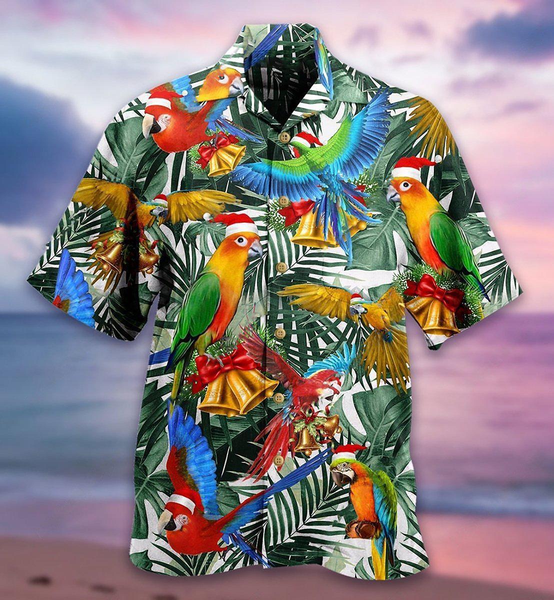 Parrot Christmas Hawaiian Shirt Pattern View For Relaxed Warm Weather Outfits