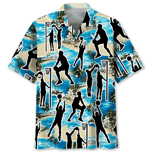 Blue Tropical Netball Beach Hawaiian Shirt For Warm Weather Adventures And Everyday Comfort