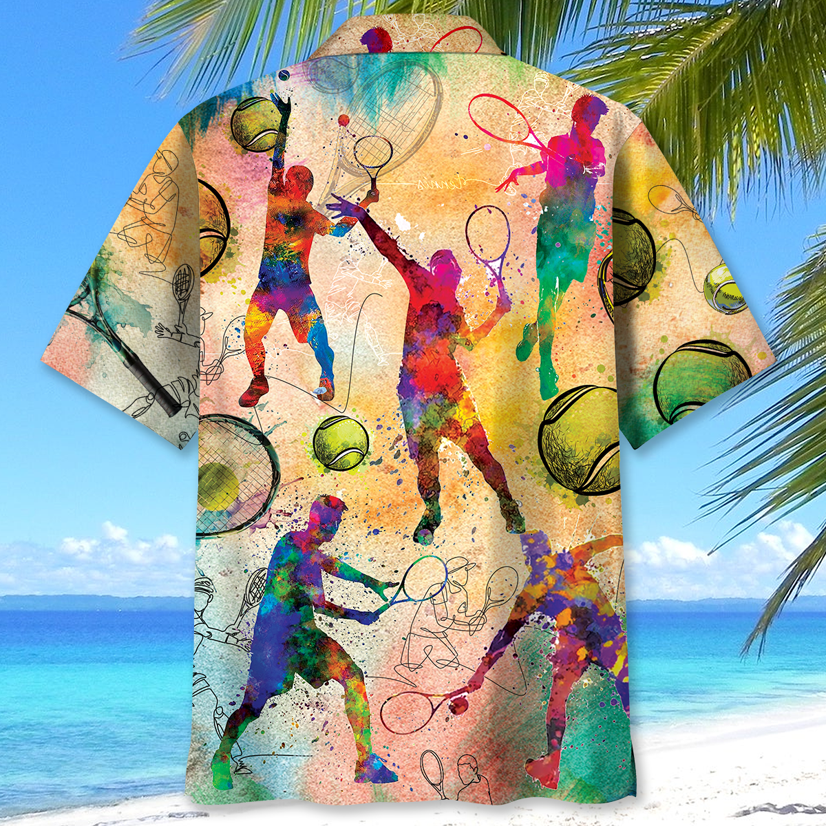 Vintage Retro Tennis Hawaiian Shirt Design View For Resort Travel And Thoughtful Gifting