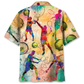 Vintage Retro Tennis Hawaiian Shirt Pattern Detail For Summer Holidays And Outdoor Fun