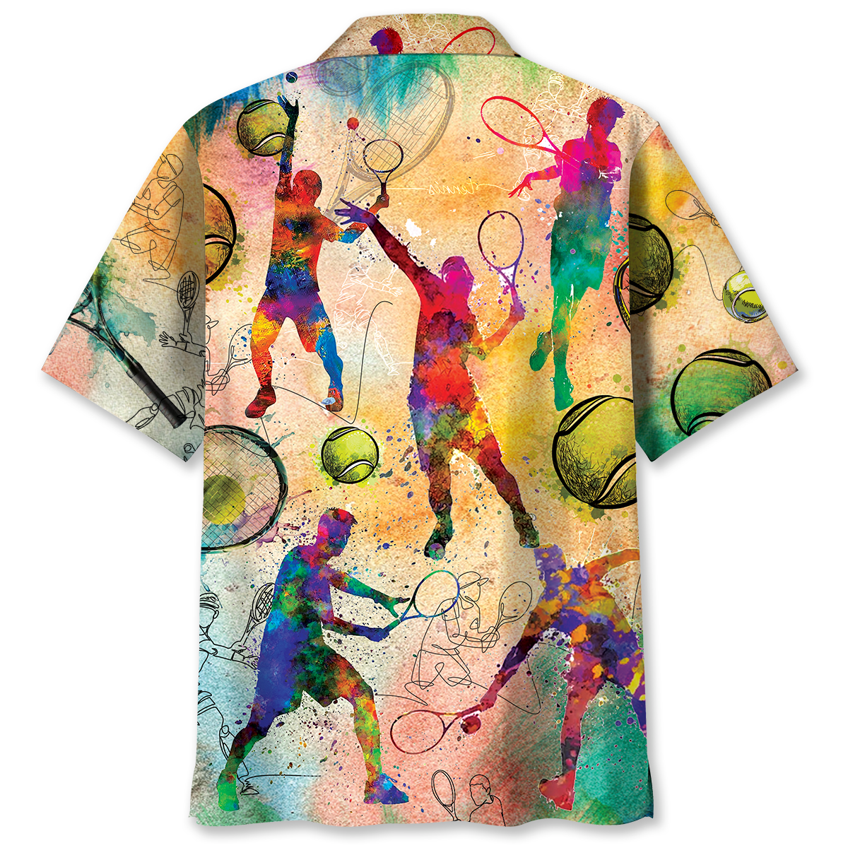 Vintage Retro Tennis Hawaiian Shirt Pattern Detail For Summer Holidays And Outdoor Fun