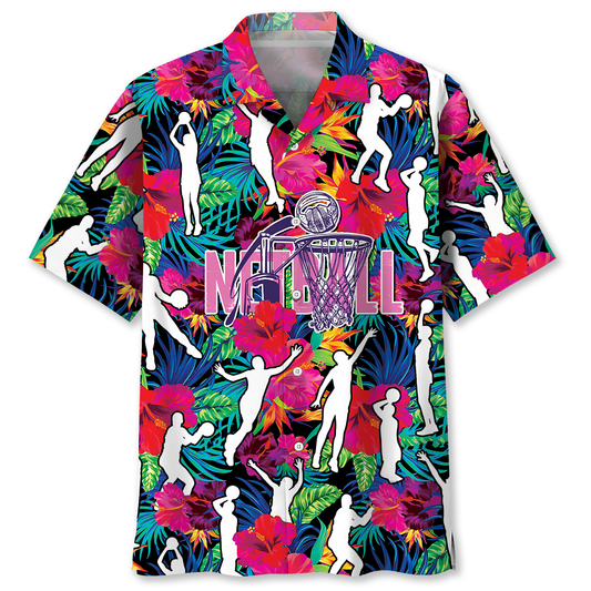 Colorful Tropical Netball Hawaiian Shirt For Summer Vacation And Beach Travel