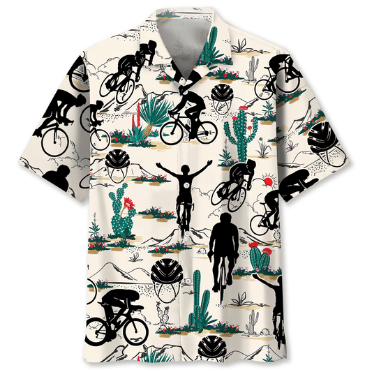 Desert Gravel Cycling Adventure Hawaiian Shirt Artwork View For Weekend Travel And Beach Style