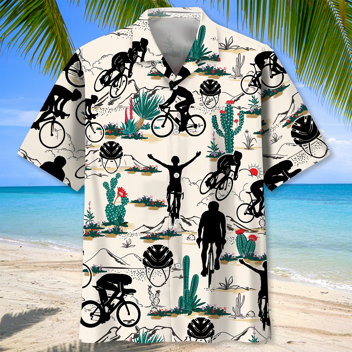 Desert Gravel Cycling Adventure Hawaiian Shirt Design Detail For Sunny Adventures And Casual Wear