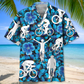 Blue Light Cycling Adventure Hawaiian Shirt Design View For Casual Summer Styling