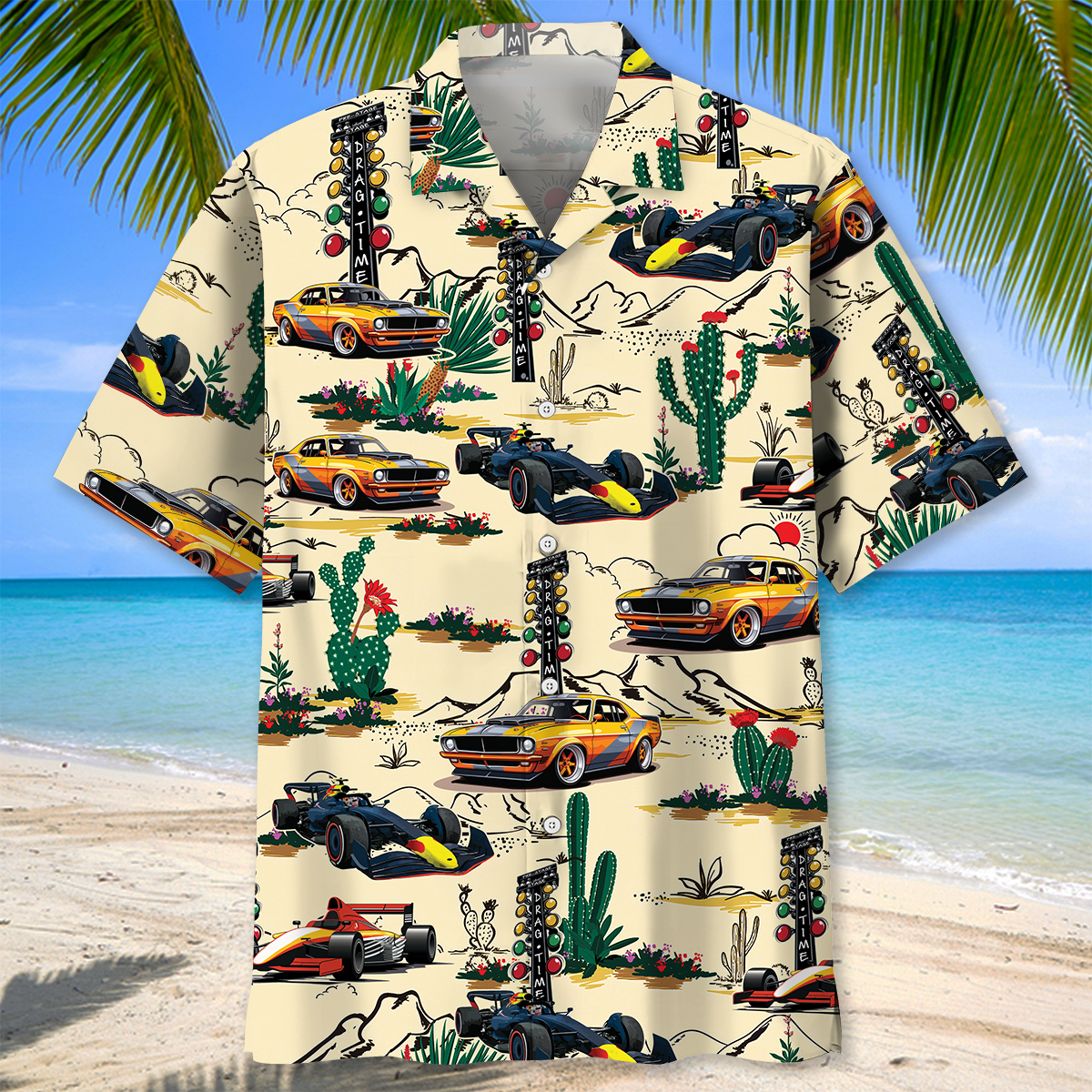Desert Drag Racing Adventure Hawaiian Shirt Design View For Resort Travel And Thoughtful Gifting