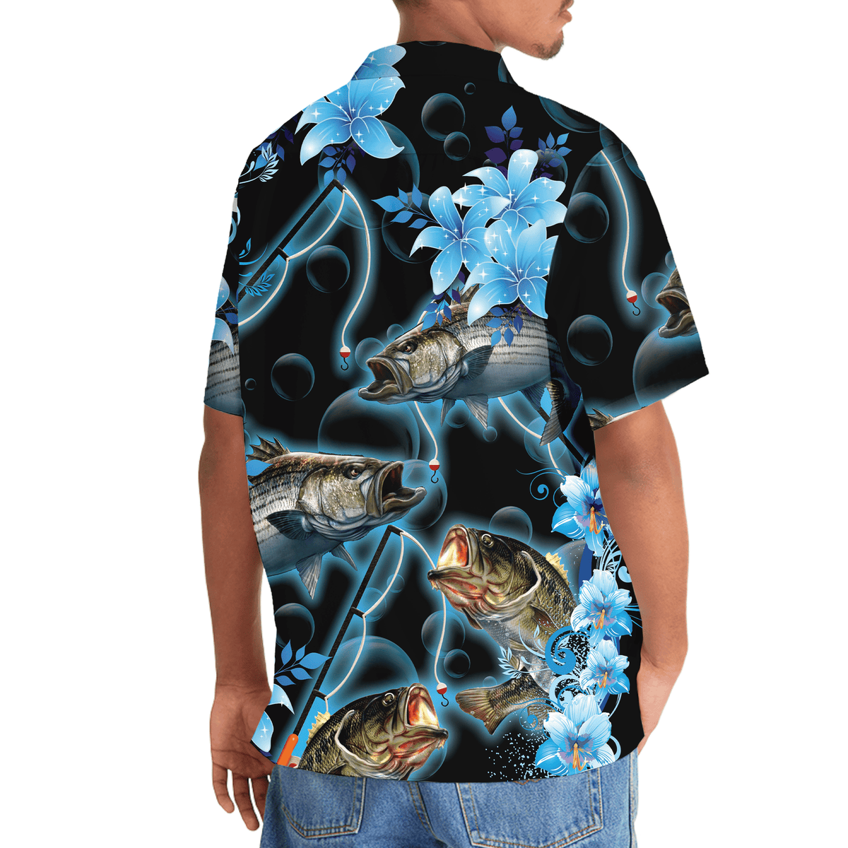Blue Light Fishing Coastal Hawaiian Shirt Artwork View For Coastal Escapes And Resort Style