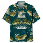 Dark Green Fishing Coastal Hawaiian Shirt For Coastal Adventures And Warm Weather Wear