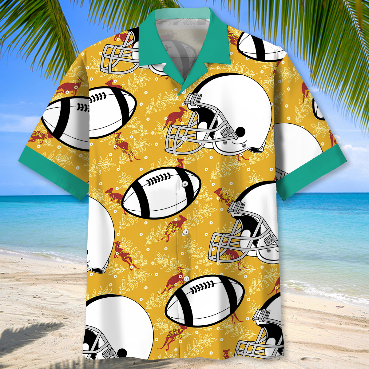 Rugby Aussie Kangaroo Sport Hawaiian Shirt Pattern View For Relaxed Warm Weather Outfits