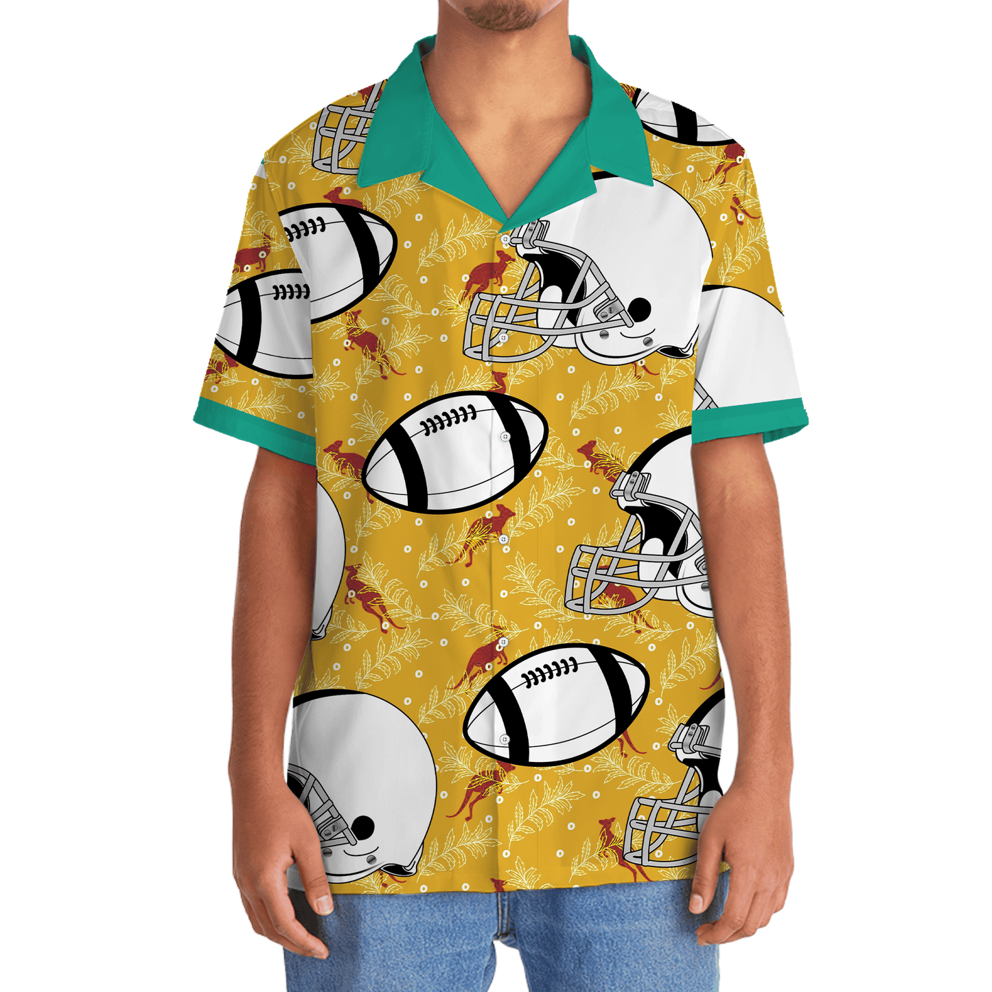 Rugby Aussie Kangaroo Sport Hawaiian Shirt Artwork Detail For Resort Trips And Outdoor Activities
