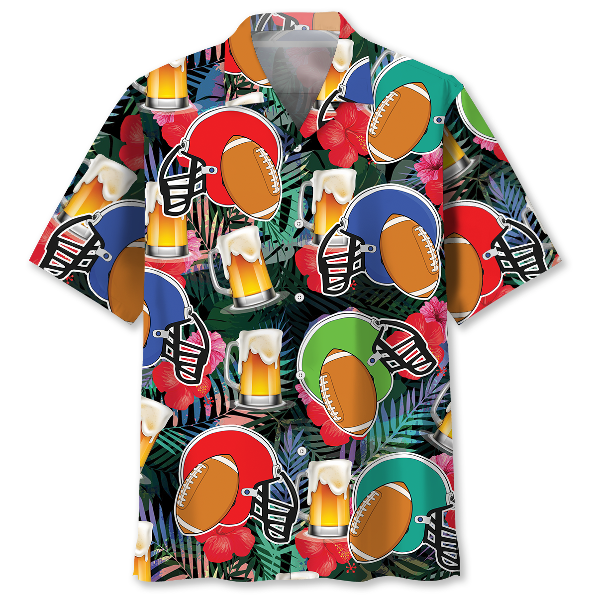 Tropical Rugby Beer Fun Hawaiian Shirt Artwork Detail For Resort Trips And Outdoor Activities
