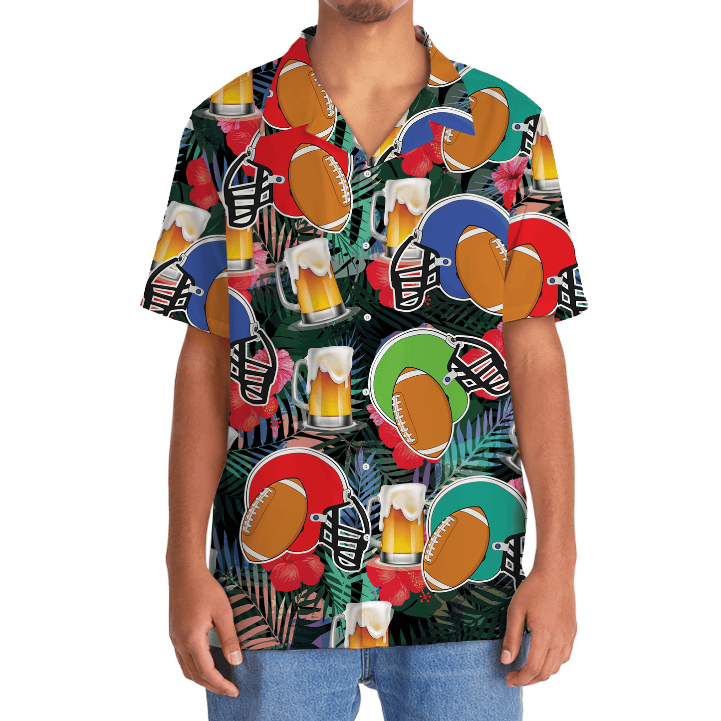 Tropical Rugby Beer Fun Hawaiian Shirt For Beach Parties And Weekend Getaways