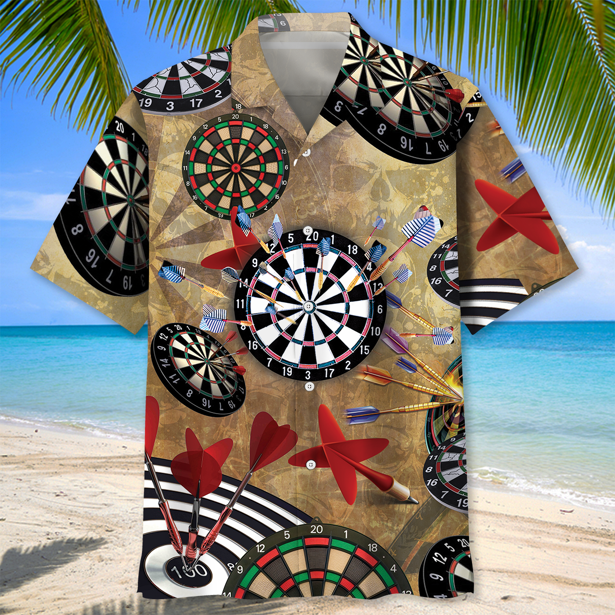 Vintage Retro Dart Hawaiian Shirt Pattern View For Relaxed Warm Weather Outfits