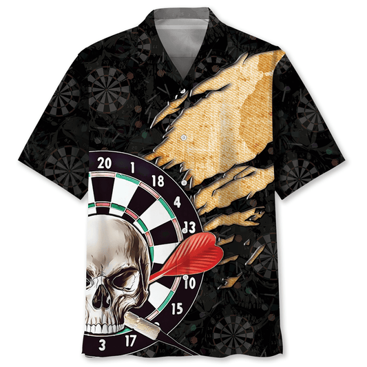 Bold Skull Dart Hawaiian Shirt Pattern View For Relaxed Warm Weather Outfits